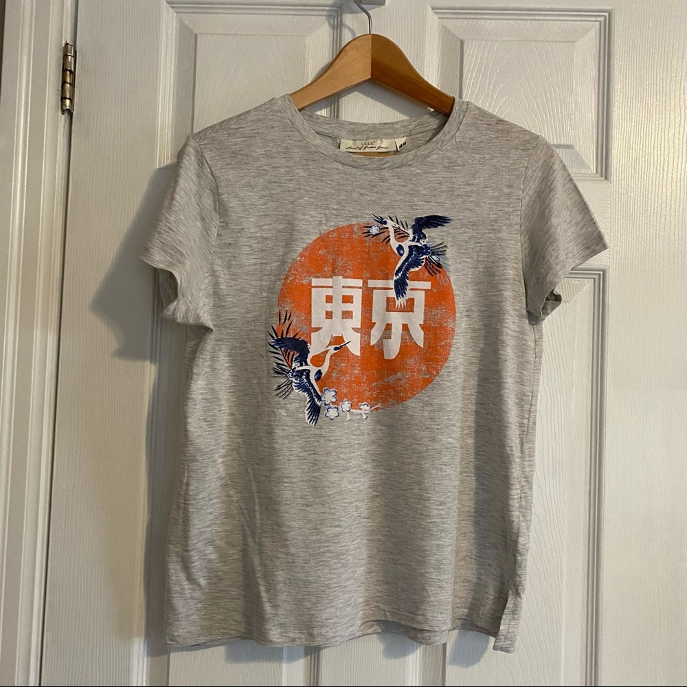 H&M Grey Sleeve T-Shirt with Birds Design